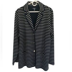 Chaps Women's Navy and White  Naval Striped  cardigan Sweater Blazer in size 1XT
